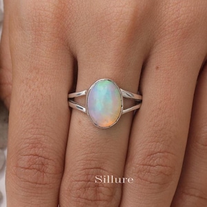 Natural Ethiopian Opal Ring - 925 Sterling Silver Ring - Handmade Gemstone Ring - Hippie Jewellery - Wedding Gift For Her