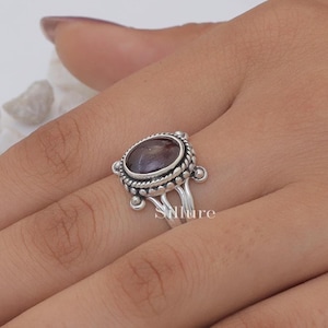 Garnet Ring - 925 Sterling Silver Ring - January Birthstone - Boho Handmade Jewellery - Natural Gemstone Ring - Ring For Women