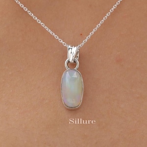 Ethiopian Opal Pendant - 925 Sterling Silver Necklace - Boho Handmade Pendant - Hippie Necklace - Opal Silver Jewellery - Birthday Gift