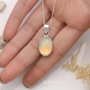 Ethiopian Opal Pendant - 925 Solid Sterling Silver Necklace - Hippie Pendant - Boho Handmade Jewellery - Birthday Gift For Her