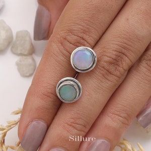 Ethiopian Opal Studs  - 925 Sterling Silver Studs - Round Gemstone Studs - Bohemian Studs Earrings - Opal Silver Jewellery - Gift For Her