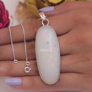 Ethiopian Opal Pendant - 925 Sterling Silver Necklace - October Birthstone - Statement Jewellery - Handmade Necklace - Pendant For Women