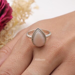 Pink Opal Ring - 925 Sterling Silver Ring - October Birthstone - Handmade Gemstone Ring - Opal Silver Jewellery - Wedding Gift For Her