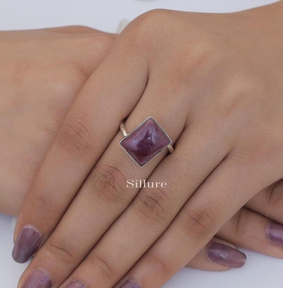 Anello Di Ametista Naturale, Gioielli In Argento Sterling 925, Anello Di Pietre Portafortuna, Gioielli Di Pietre Preziose, Boho, Pietra Portafortuna Di Febbraio, Regalo Di Natale - Italia - Foto 6