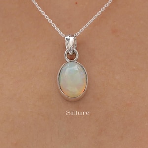 Ethiopian Opal Pendant - 925 Sterling Silver Necklace - Handmade Gemstone Pendant - Pendant Necklace - Women Silver Jewellery