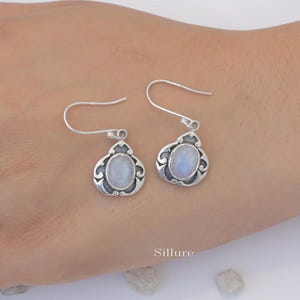 Regenbogen Mondstein Ohrringe - 925 Sterling Silber Ohrringe - Juni Geburtsstein Ohrringe - Handgemachter Edelstein Schmuck - Geschenk für Sie
