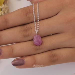 Pink Tourmaline Pendant - 925 Sterling Silver Necklace - Pendant With Chain - Rough Gemstone Jewellery - Anniversary Gift For Wife