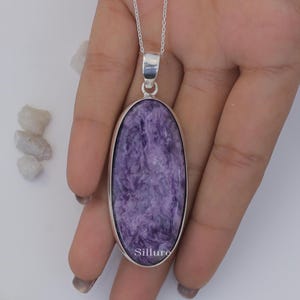 Charoite Pendant - 925 Sterling Silver Necklace - Handmade Pendant - Pendant Necklace - Natural Gemstone Jewellery - Gift For Her