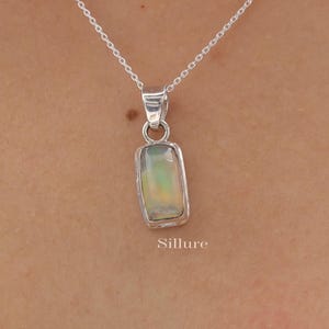 Ethiopian Opal Pendant - 925 Sterling Silver Necklace - October Birthstone Pendant - Minimalist Gemstone Jewellery - Birthday Gift For Her