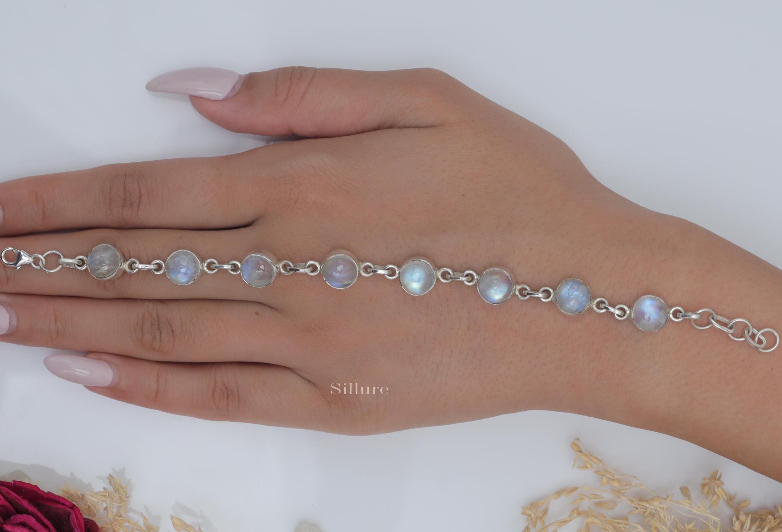 Bracciale in pietra di luna arcobaleno / Bracciale in argento sterling 925 / Bracciale con pietra di nascita di giugno / Gioielli in argento con pietra di luna / Regalo per lei - Italia