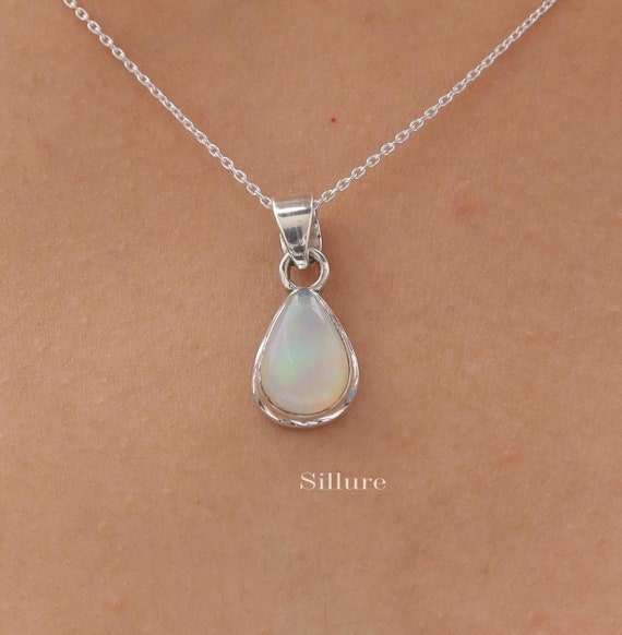 Collana con ciondolo in argento sterling con opale etiope naturale - Italia