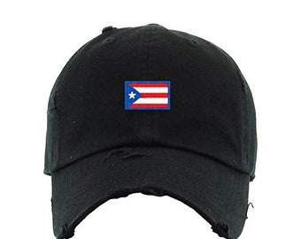 Anarchy Dad Hat Puerto Rico Black Island Vintage Distressed Dad Hat Unisex Baseball Cap Baseball Cap Hat Embroidery Hat Low Profile