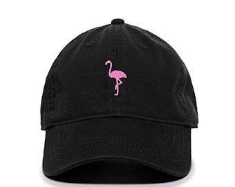 Pink Flamingo Baseball Cap Embroidered Cotton Adjustable Dad Hat