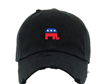 Republican Elephant Vintage Baseball Cap Embroidered Cotton Adjustable Distressed Dad Hat