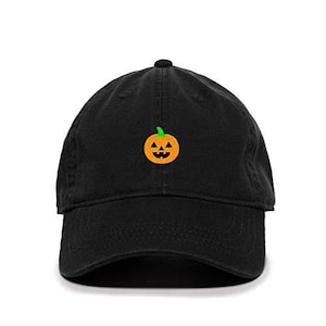 Bonnet papa ajustable en coton brodé citrouille d'Halloween