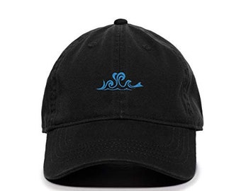 Ocean Wave Baseball Cap Embroidered Cotton Adjustable Dad Hat