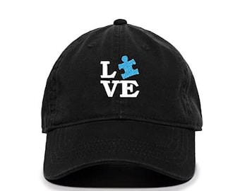 Love Autism Puzzle Baseball Cap Embroidered Cotton Adjustable Dad Hat
