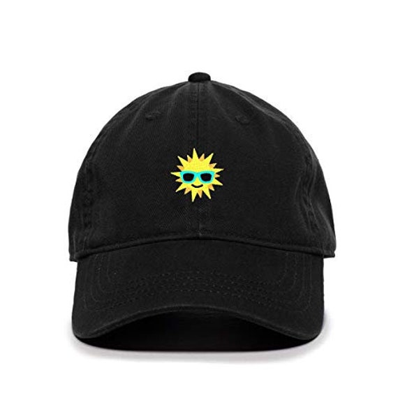 Sun With Sunglasses Baseball Cap Embroidered Cotton Adjustable Etsy