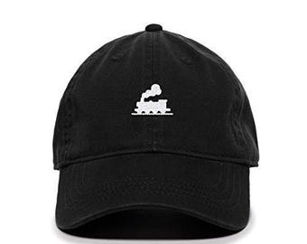 Steam Train Baseball Cap Embroidered Cotton Adjustable Dad Hat
