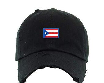Puerto Rico Flag Vintage Baseball Cap Embroidered Cotton Adjustable Distressed Dad Hat