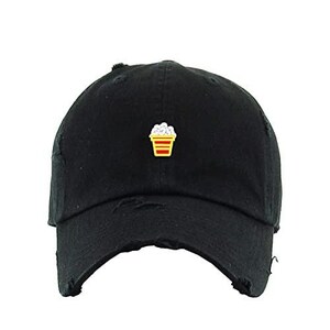 Popcorn Vintage Baseball Cap Embroidered Cotton Adjustable Distressed Dad Hat