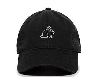 Rabbit Baseball Cap Embroidered Cotton Adjustable Dad Hat