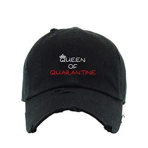 Queen of Quarantine Vintage Baseball Cap Embroidered Cotton Adjustable Distressed Dad Hat