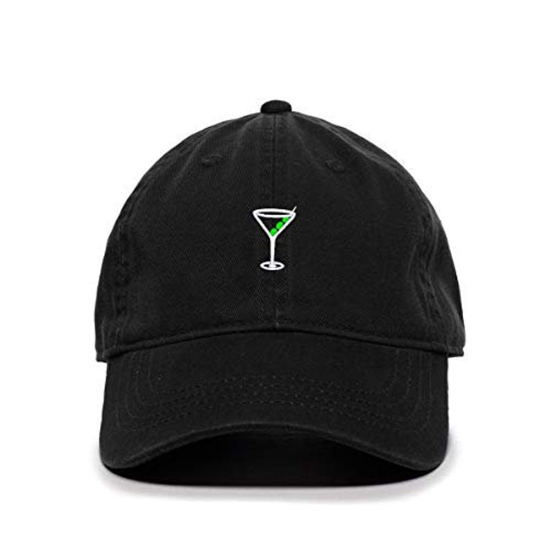Martini Glass With Olive Baseball Cap Embroidered Cotton Etsy