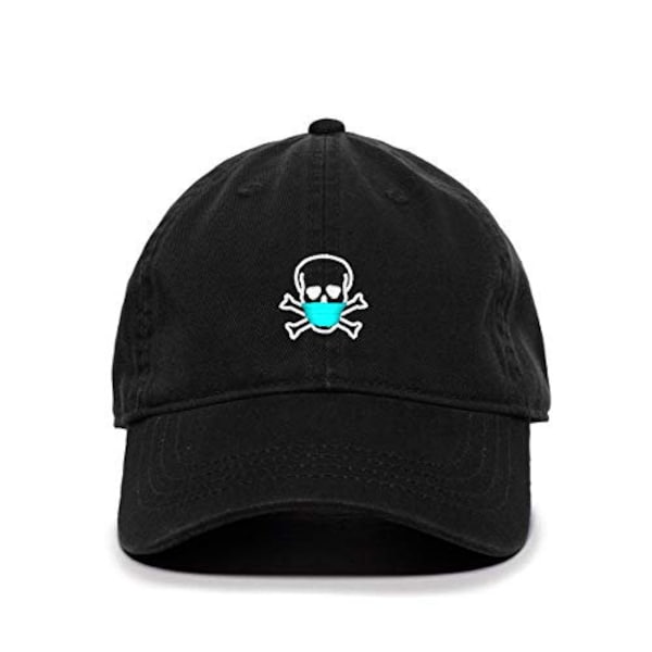 Crossbones Skull with Mask Baseball Cap Embroidered Cotton Adjustable Dad Hat