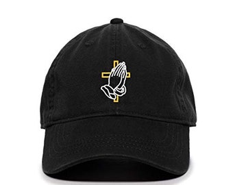 Praying Hands with Cross Baseball Cap Embroidered Cotton Adjustable Dad Hat