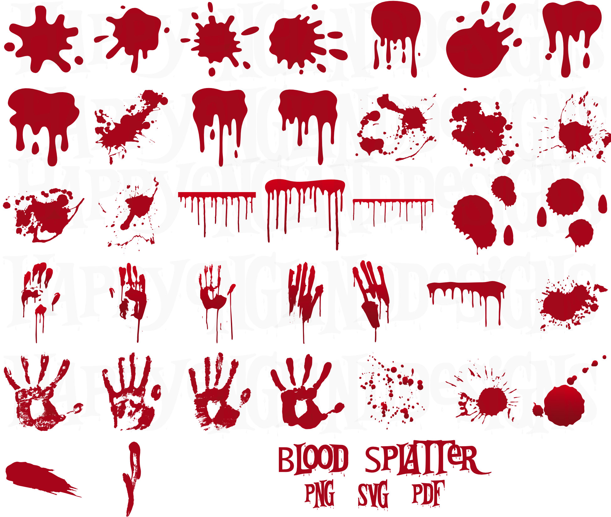 Blood Splatter Designs SVG, PNG, PDF Blood Drip Designs - Etsy Israel