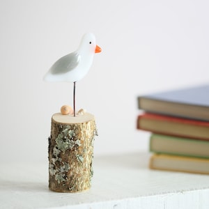Cute Fused Glass Baby Seagull, Beach Lover,Driftwood Art, Fused Glass Art, Gift For Bird Lover,Seaside Lover, Seagulls |Gifts for the home