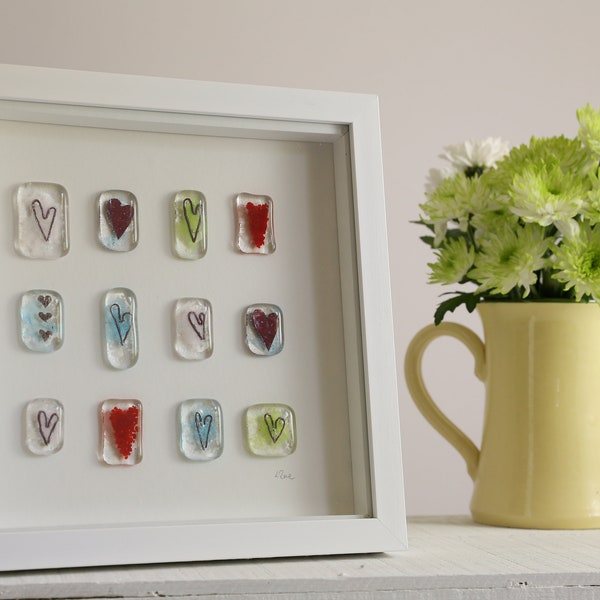 Heart Picture | Fused Glass Hearts | Love Heart | Gifts for Her/Him |Wedding Gifts |Glass Picture