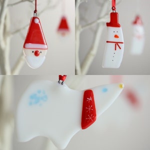 Christmas Decorations,Tree Decoration 2020, Fused Glass Decoration, Father Christmas, Snowman, Polar Bear,Gifts For Her, Gifts for the Home.