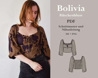 Cute blouse with ruffled cups - digital PDF sewing pattern with sewing instructions German lucy.sonnenschein.design (32-48)