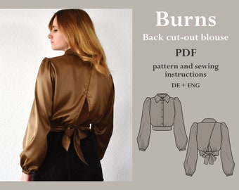 Back neckline blouse - Burns - PDF sewing pattern with sewing instructions - German + English