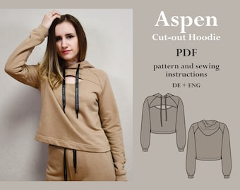 Hoodie with cut-out - Aspen - PDF pattern with sewing instructions - German + English