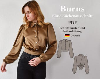 Blouse back neckline - digital PDF sewing pattern with sewing instructions German lucy.sonnenschein.design (32-48)