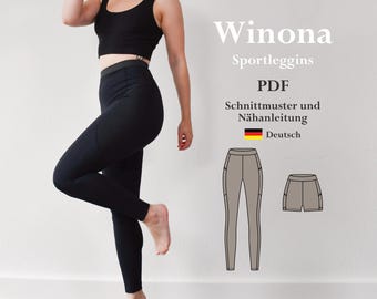 Sports leggings long/short with pockets - digital PDF pattern with sewing instructions German lucy.sonnenschein.design (Xs-XL)