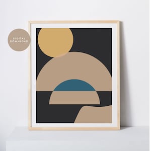 Printable Design, Wall Art, Abstract, Geometric, Sun, Blocks, Digital Print, Poster, Black