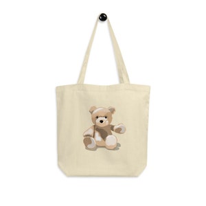 Mr Teddy, Eco Bag, Cotton Tote Bag, Canvas Tote, Reusable Shopping Bag, Teddy Bear Illustration