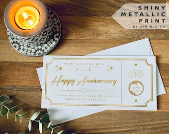 Anniversary Surprise Gift Voucher, Scratch Card, Personalised Ticket, Surprise Holiday, Wife Husband Voucher, Personalised Gift, Spa Day