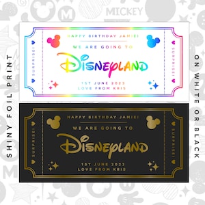 Personalised Surprise Disney Inspired Keepsake Gift Voucher, Disneyland Ticket, Disneyworld Ticket, Surprise Holiday, Personalised Gift