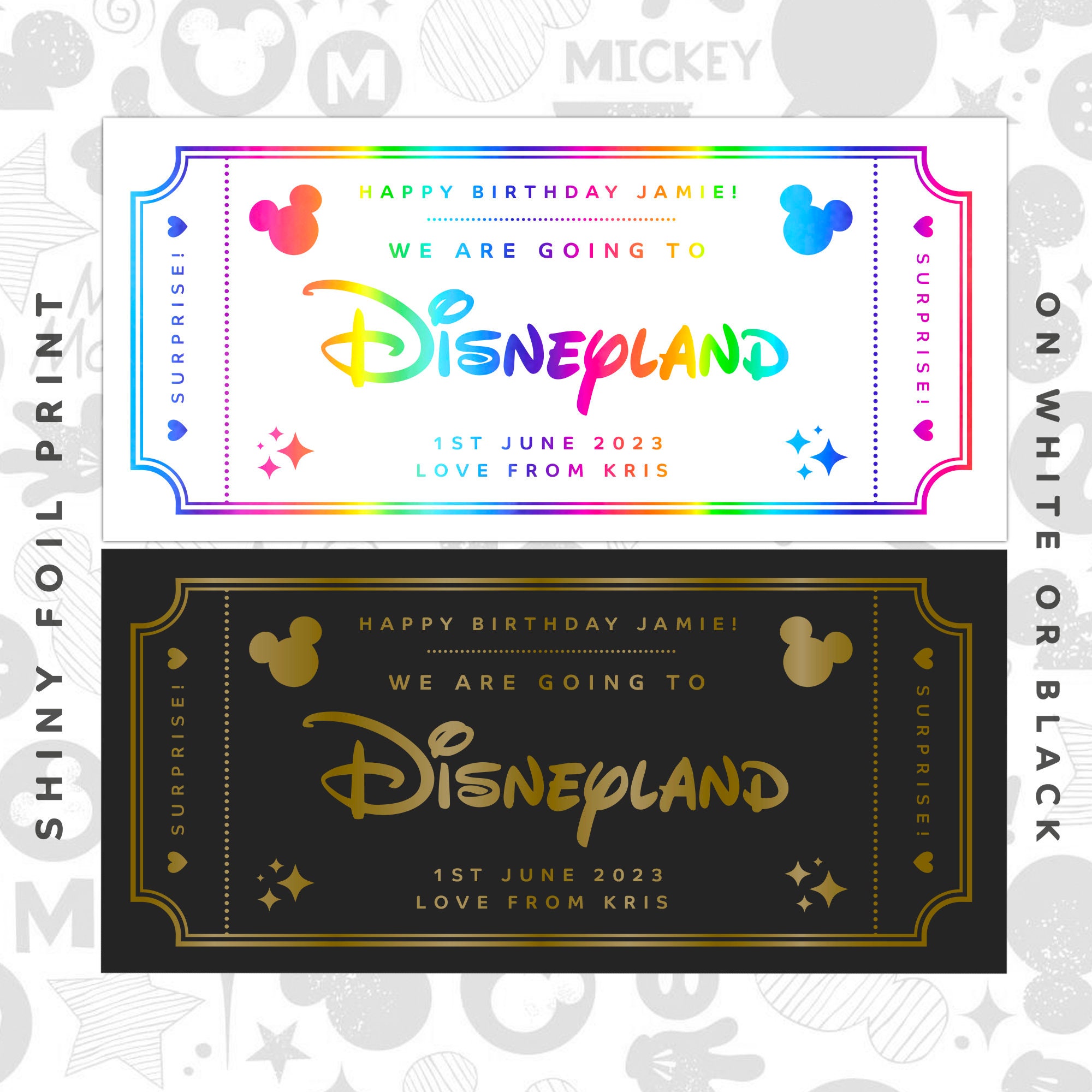 Personalised Surprise Disney Gift Voucher Disneyland Ticket Etsy UK