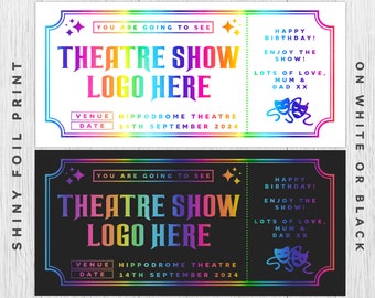 Personalised Foil Theatre Keepsake Ticket Voucher, Surprise Customised Gift Card, Musical Show