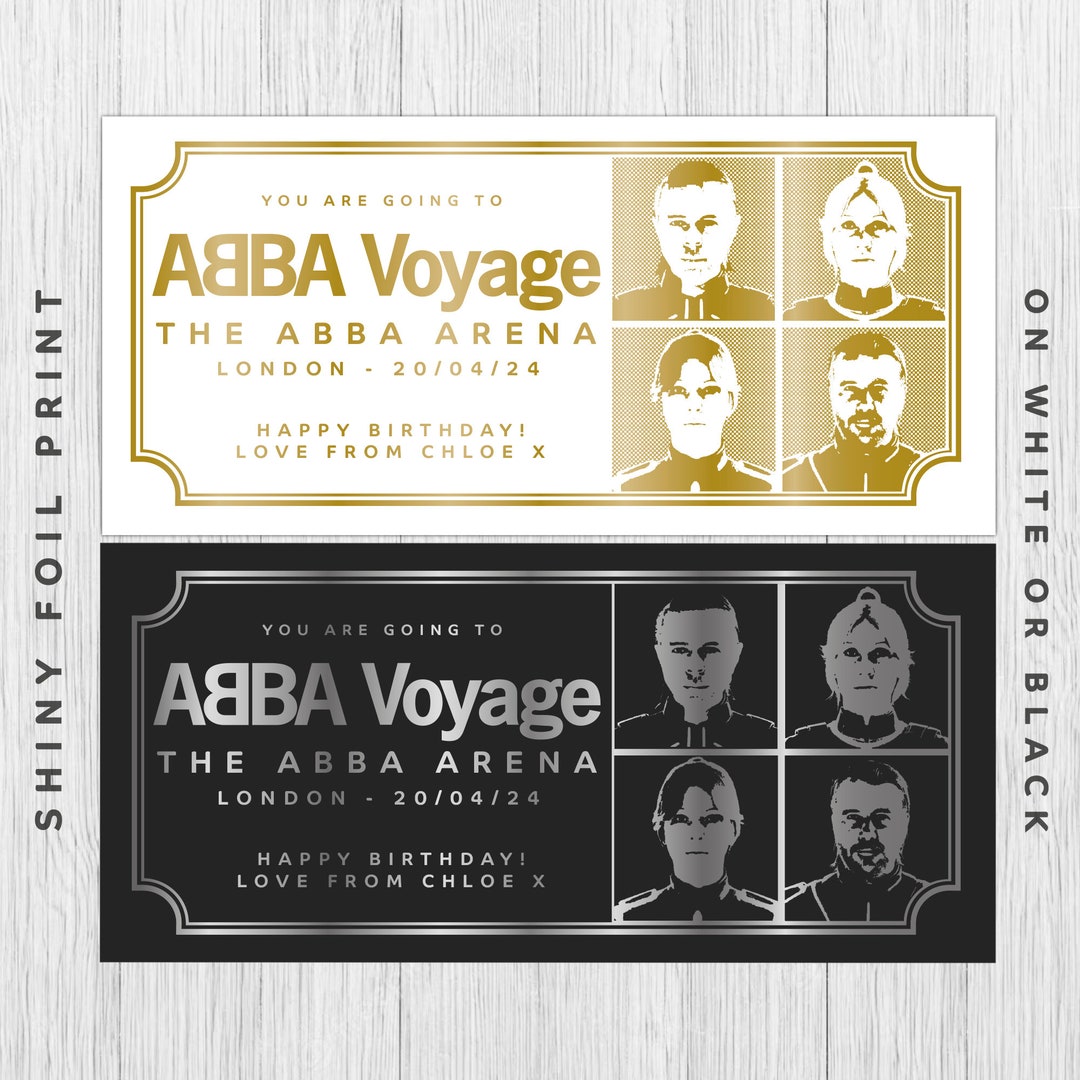 Personalised Keepsake Abba Voyage Themed Ticket Voucher, Surprise Gig
