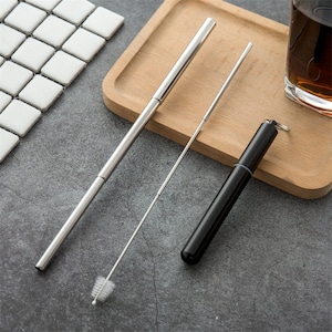Collapsible Reusable Stainless Steel Straws image 3