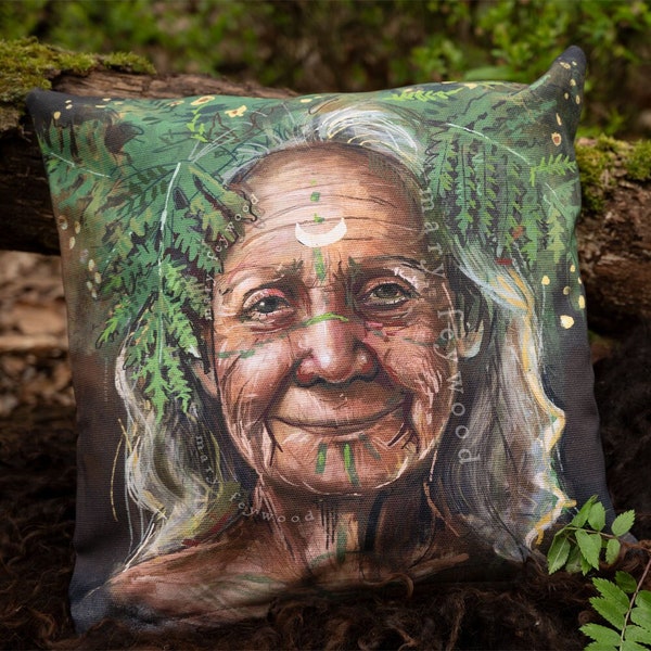Witchy pillow case - mother earth, cotton 40x40