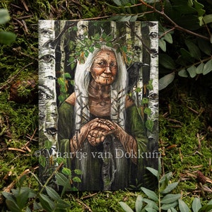 Kaart - Tree crone: Birch - heksenkunst print op duurzaam papier