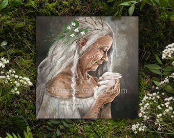 Card - The Imbolc Crone - fantasy art printed on sustainable paper